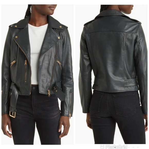 Allsaints Balfern Leather Moto Jacket in Sycamore Green New with Tags! - Picture 10 of 10